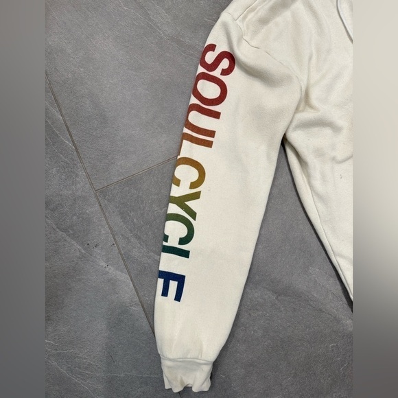 AVIATOR NATION X SOUL CYCLE COLLAB Rare ivory zip up hoodie size large - Picture 5 of 12